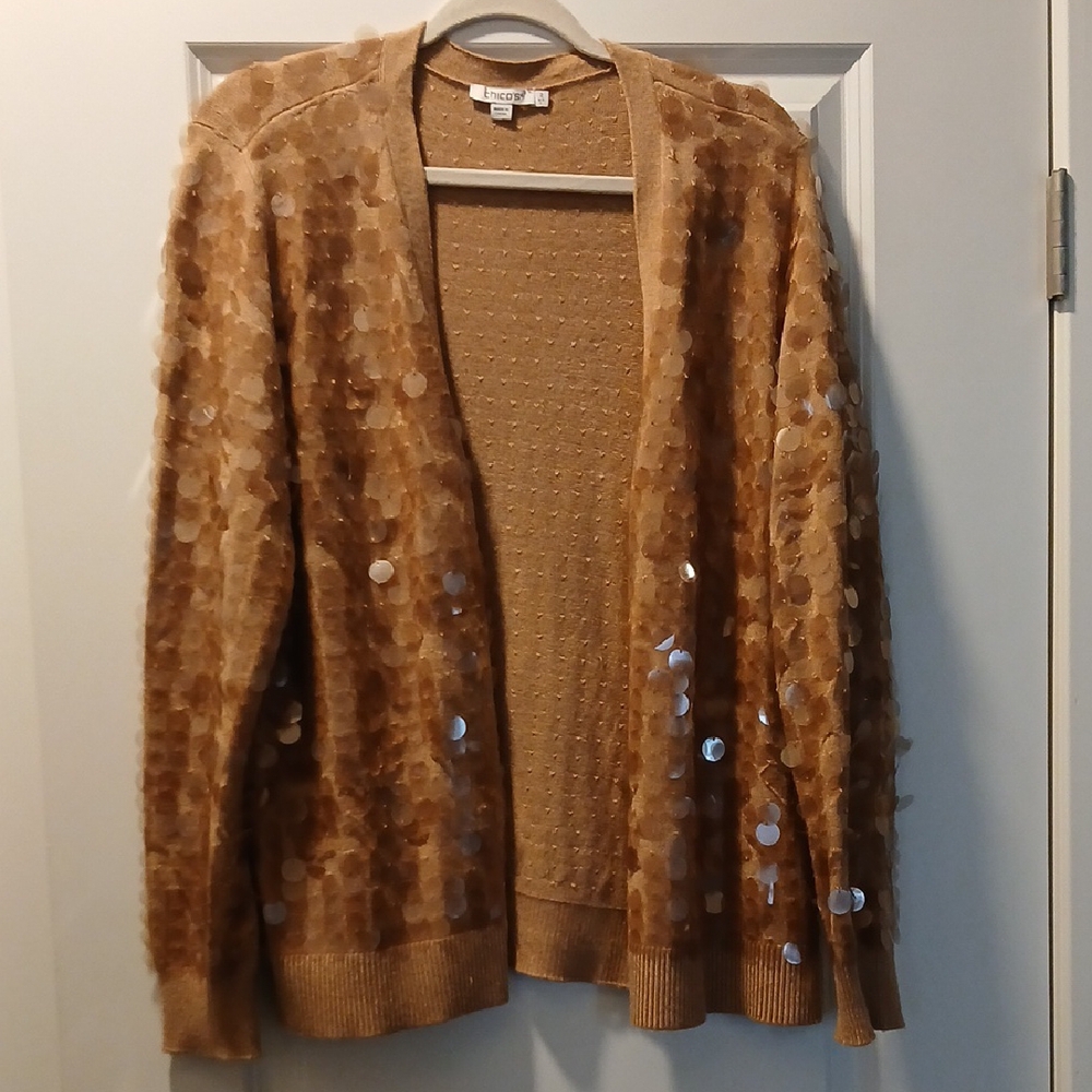 Chico's Tan Plush Cardigan Sweater Cozy Open Front